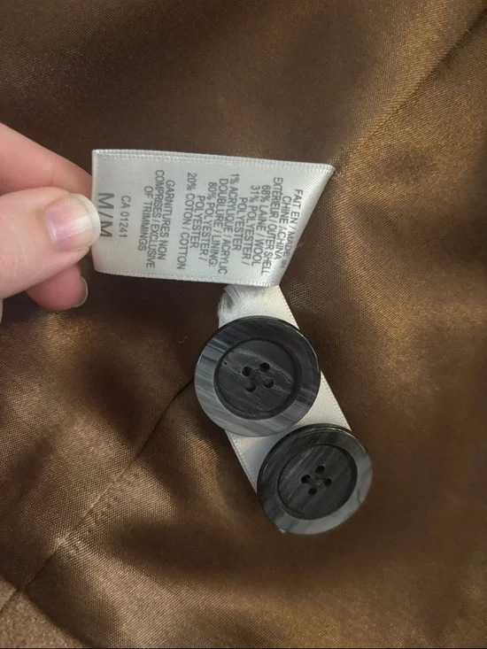 Women's Camel Wool-Blend Button Front Coat - Picture 4 of 4